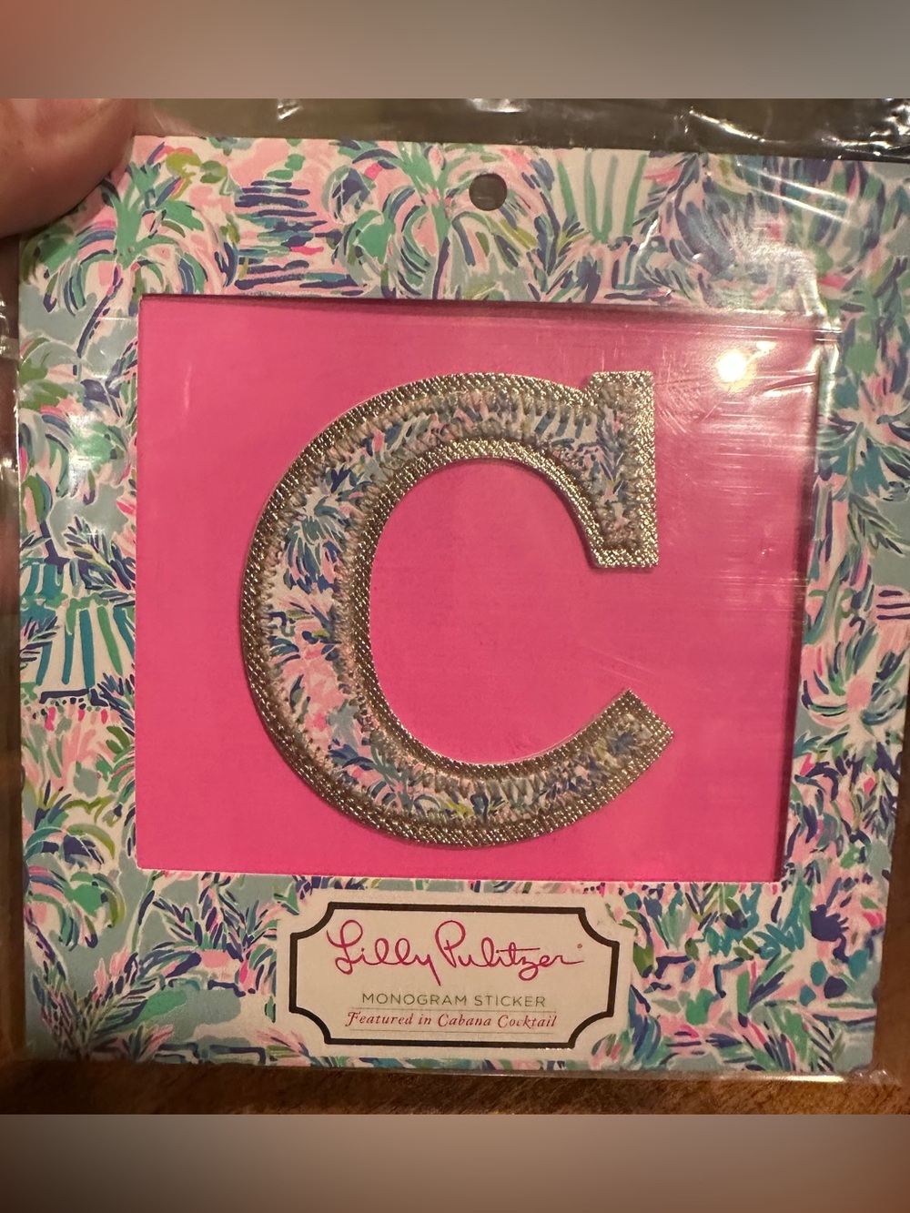 NWT Lilly Pulitzer Initial “C” Monogram Letter Sticker, Cabana Cocktail